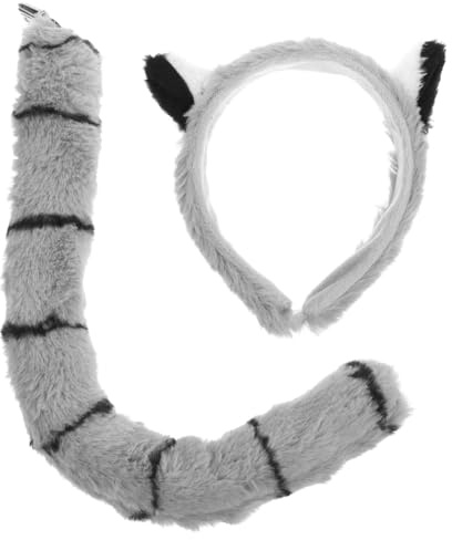 UPKOCH Lemurenohren Stirnband und Plüschschwanz Satz für Erwachsene Cosplay Zubehör und Party Kostüm Dekoration mit Weichem Material