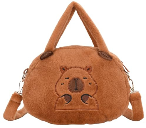 JAHEMU Handtasche Capybara Plüschtaschen Süße Plüschtier Umhängetasche Capybara Kuscheltier Tasche Geldbörse Handtaschen Crossbody Schultertasche für Mädchen Damen