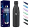 Gourde, 1000 ml Sans BPA, Gourde Isotherme, Isolation Sous Vide à Double Paroi, Bouteille Isotherme, 304 Acier Inoxydable, Gourde Acier Inoxydable pour Cuisine, Salle de Sport, Randonnée - Noir