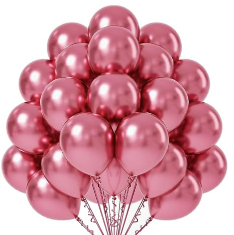 Gleemix 50 Stück Luftballons Rosa, 10 Zoll Pinke Luftballons Metallic, Geburtstagsdeko Ballons Pink, Rosa Ballons für Geburtstag, Hochzeit, Babyparty Deko