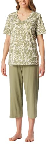 Schiesser Damen Schlafanzug kurz Set 3/4 Lange Hose Kurzarm Oberteil weiche Baumwolle - Nightwear