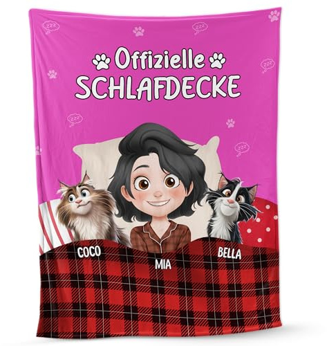 Geschenke Mall Personalisierte Kuscheldecke - Offizielle Nickerchen Decke - Kuscheldecke Katzen, Decke Personalisiert, Decke Mit Katzen, Selbst Gestalten (Weiblich, 2)