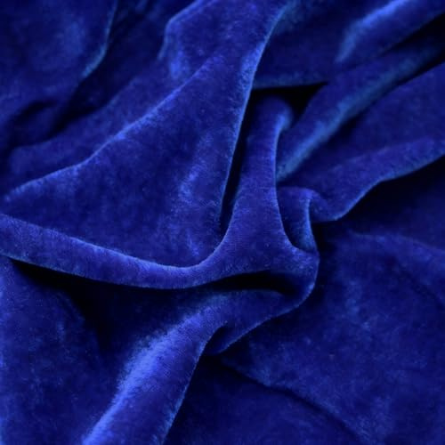 Pannesamt Stoff Meterware 2M x 155cm, Blau Samtstoff Velvet Dekostoff Meterware für Vorhänge Gardinen Tischdecke Sofabezug