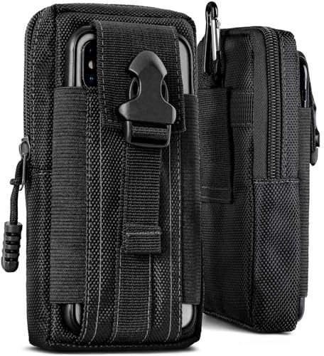 ONEFLOW Survival Case für Google Pixel 10 Pro Fold Handy Gürteltasche aus Nylon mit Karabiner, Taktische EDC Tasche mit Gürtel Halterung, Etui Handyhülle Outdoor Handytasche, Schwarz