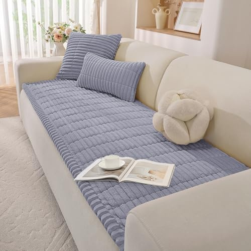 YSTELLAA Sofa Überzug Universelle 1/2/3/4 Sitzer, Anti-Rutsch Sofabezug Flanell, Neu Couch Überzug L/U Form, Gemütlich Sofa Cover Für Wohnzimmer(Hellgrau, 70x180cm)