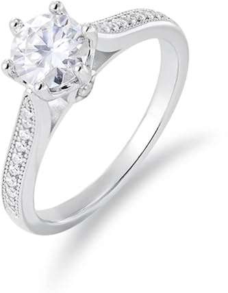 Epinki Echtschmuck Weißgold 14K Partnerringe, Halo Pärchen Ringe mit Moissanit, Trauringe Au585 Gold, Gr.48 (15.3)