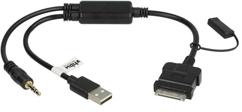 vhbw KFZ Audio Kabel kompatibel mit iPod, Apple iPod mini, 3te Generation, 4te Generation, 5te Generation - Y-Adapter, 350 cm Schwarz