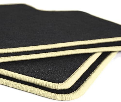 Auto Fußmatten Schwarz Velours Rand Hellbeige passend für Mazda MX5 MX-5 NB 1998-2005 2er Set rutschfest Robust Pflegeleicht Made in Germany