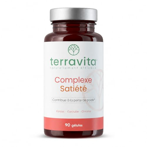Konjac 95% + Caroube + Chrome | 3 Actifs Naturels | 90 Gélules Vegan | Made in France | Terravita