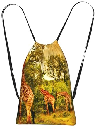 YWPCOIUYB Wilde Giraffe,Unisex-Rucksack mit Kordelzug, Sporttasche, Freizeitrucksack, faltbarer Rucksack mit Kordelzug