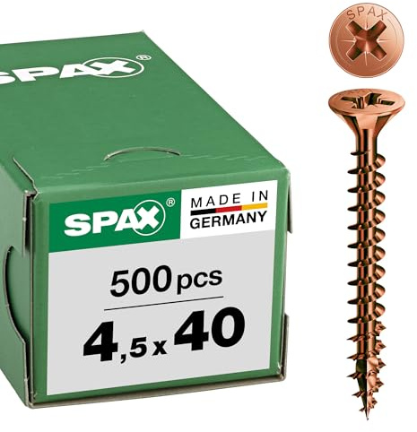 SPAX Universalschraube, 4,5 x 40 mm, 500 Stück, Kreuzschlitz Z2, Senkkopf, Teilgewinde, 4CUT, Brüniert C1A, 1081140450405