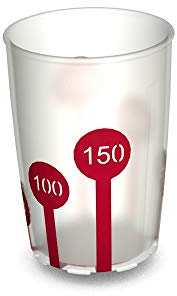 Ornamin Becher mit Anti-Rutsch Skala 220 ml natur/rot (Modell 820) / Trinkbecher, Pflege-Becher, Kinderbecher