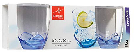 SET 3 BICCHIERI ACQUA BLU BOUQUET BORMIOLI
