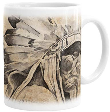 Merchandise for Fans Becher aus Keramik - 330 ml Motiv: Indianer (01)