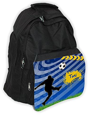 Rucksack mit Namen Toni und schönem Fussball-Motiv für Jungs