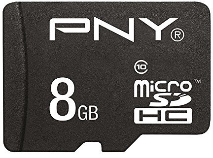 PNY Carte mémoire MicroSDHC Standard 8 Go Classe 10 avec Une Vitesse de Lecture allant jusqu'à 30MB/s avec Adaptateur
