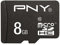 PNY Carte mémoire MicroSDHC Standard 8 Go Classe 10 avec Une Vitesse de Lecture allant jusqu'à 30MB/s avec Adaptateur