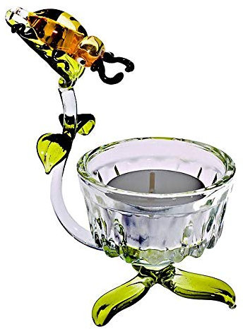 Teelichthalter mit Käfer Blumen 7,5cm Glas Kerzenhalter Dekoration Geschenk