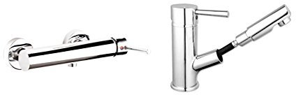 SET Duscharmatur Brause Dusche Waschtisch Armatur Einhandmischer Brause chrom