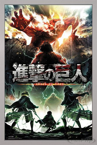 Close Up Attack On Titan Poster Season 2 Key Art (66x96,5 cm) gerahmt in: Rahmen Silber