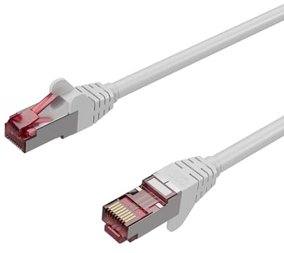 Kabelbude.eu Netzwerkkabel, RJ45 LAN, Ethernet Cat 6A, S/FTP, PIMF, Halogenfrei, GHMT Weiß 7,50m