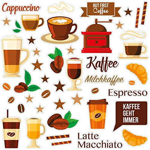 Wandkings Fliesensticker - Wähle EIN Motiv - Coffee Love - Sticker für z.B. Fliesen, Fliesenspiegel in Küche & mehr
