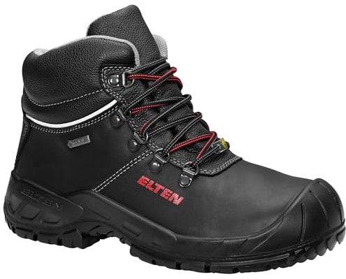 ELTEN Sicherheitsschuhe Renzo GTX Mid ESD S3 CI, Damen und Herren, Leder, Stahlkappe, leicht, robust 47, Schwarz