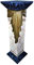 Antikes Wohndesign Griechische Blumensäule Blumenständer Marmor Blau Beige Gold Höhe: 100cm