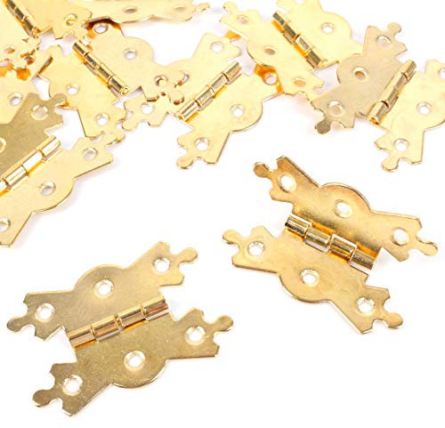 10x Ornate Brass 2 Butterfly Hinges for Cabinets, Units, Cupboards, Dollhouses - 5 Pairs