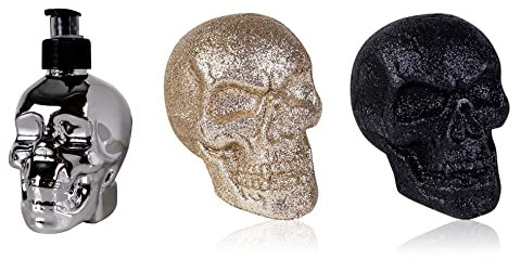 Flüssigseife im Pumpspender Totenkopf und 2er Set Deko Skull Männergeschenk