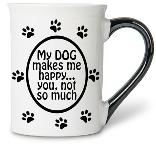 ZavjyetCottage Creek Coffee Mug, My Dog Makes Me Happy You Not So Much Coffee Mug, Large Ceramic 18oz Dog Coffee Cup, Dog Mug, Dog Gifts, Dog Mom Mug, Dog Dad Mug [White]