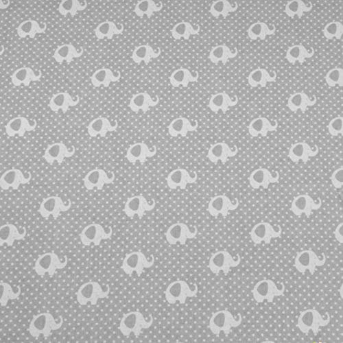 Pingianer 11,99€/m Elefant 100% Baumwolle Baumwollstoff Kinder Meterware Handwerken Nähen Stoff (Elefant Punkte Grau, 100x160cm (11,99€/m))