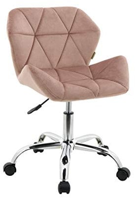HNNHOME Eris Schreibtischstuhl, moderner, gepolsterter Samt, Drehstuhl, aus Stoff, höhenverstellbar (Rose)