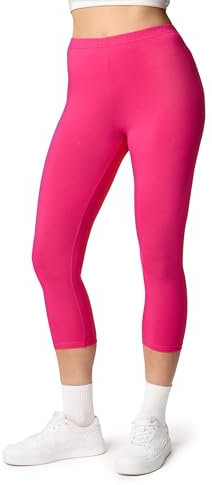Ladeheid Leggings Damen 3/4 Baumwolle bequem und atmungsaktiv Capri Leggings Damen für Sommer LA40-132 (Amaranth, S)