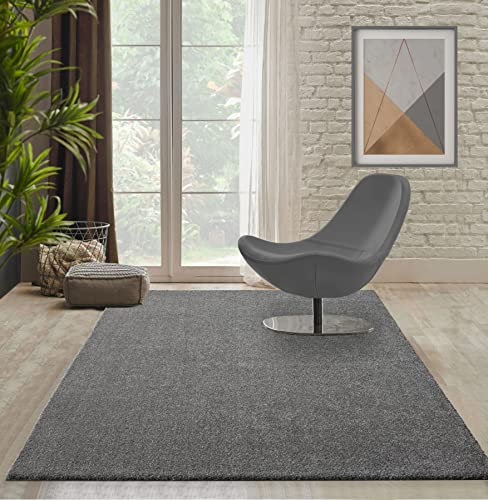 Scarlett Moderner Weicher Kurzflor (20 mm) Wohnzimmer Teppich Grau 160x230 cm