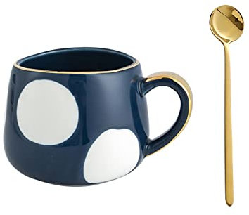 Tasses Tasse en céramique Cup Timbale avec tasse de café Bureau cuillère à thé Coupe 12.9OZ Tasse de café (Color : B+Spoon)