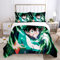 My Hero Academia Midoriya Izuku Anime Bettwäsche-Sets Cartoon 3D-gedrucktes Polyestergewebe 1 Bettbezug + 1/2 Kissenbezüge (keine Bettdecke) Farbe grün