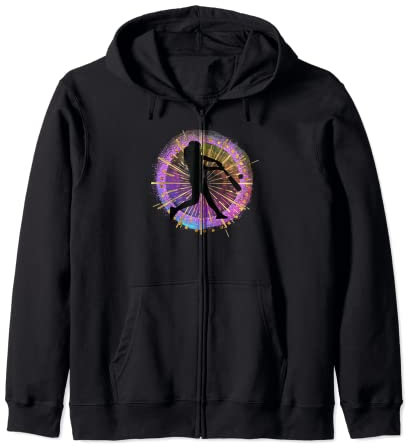 Sunset Baseball Donna Arcobaleno Colorato Rosa Viola Carino Felpa con Cappuccio