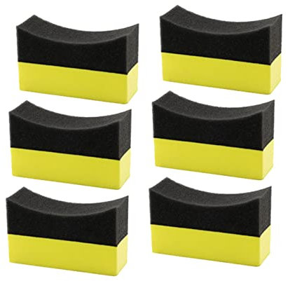 Richolyn Neumático Neumático Llanta Esponja,Espuma Curvada para Lavadora Ruedas Coche | Esponja para pulir Almohadillas para pulir Cera Brillo para Llantas, 5 Piezas Aplicador