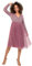 Maya Deluxe Women's Ladies Wedding Guest Midi Dress Long Sleeve Plunging Neckline V Neck Sequin Embellished Graduation Bridesmaid, Desert Rose, 26
