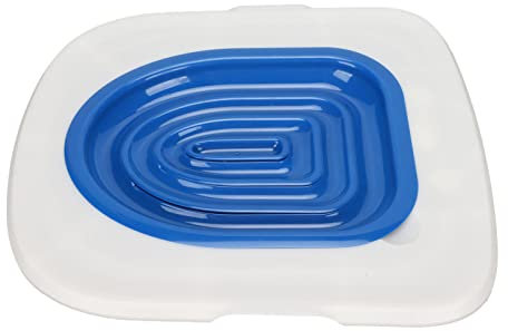 Katzentoiletten-Trainingssystem, Professionelles Katzentoiletten-Trainings-Set Universal wiederverwendbarer Kitty-Toiletten-Trainer-Urinalsitz mit Rillendesign blaues Tablett (Weißes Tablett, 1 blaue