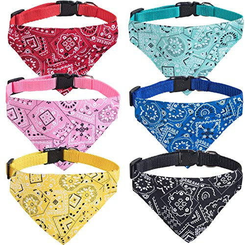 XIMA Katzen-Bandana-Halsbänder mit abnehmbarer Fliege für Katzen, Welpen, Kätzchen, kleine Hunde, 6 Stück