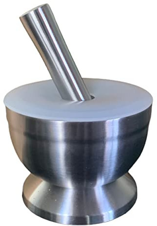 Mortier et Pilon en Acier Inoxydable 18/8 Broyeur à Epices Bol à Herbes Poudre de Pesto