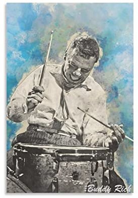 GUNDE The World's Greatest Drummer Buddy Rich Vintage Art Poster Gemälde auf Leinwand Wandkunst Poster Scrollen Bild Druck Wanddekoration Home Poster 50,8 x 76,2 cm (