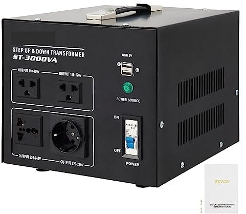 Step Up Down Transformer Voltage Converter 1000W 2000W 3000W 5000W With 4 AC Outlets & USB Jack For Electrical Appliances (Color : 3000w, Size : 1)