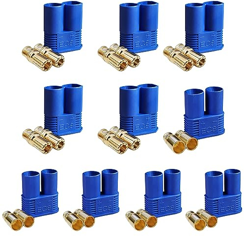 LINSYRC 5 Sätze EC8 Akku Stecker Vergoldet 8.0mm Männlich Buchse Bananenstecker Rundstecker für RC ESC LIPO Akku Gerät Elektromotor