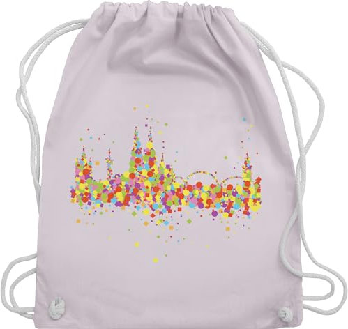 Turnbeutel Rucksack - Karneval & Fasching - Taschen - Konfetti Skyline Köln - Unisize - Pastell Rosa - rut und wiess karneval& lustiges fasnacht für und. karneval+fasching koeln &fasching kölle
