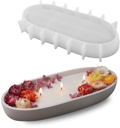 Wehous Large Bowl Resin Mold, 11.6'' Oval Bowl Silicone Molds for Resin Concrete Cement, Epoxy Casting Mold for Jewelry Makeup Storage Container Candle Boat Succulent Pot, Table Home Decoration