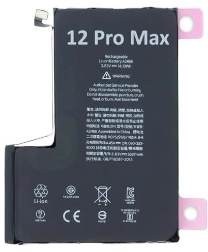 OnlyTech - Batterie Premium de Remplacement pour iPhone 12 Pro Max - 3687mAh - avec adhésif