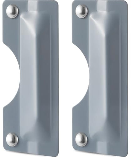 Yaocom 2 Pcs 3 x 7'' Latch Guard Plate Cover Electroplated Sand Nickel Carbon Steel Latch Guard Security Plate Gray Door Latch Guard Door Security Strike Plate, Easy to Install, Against Forced Entry